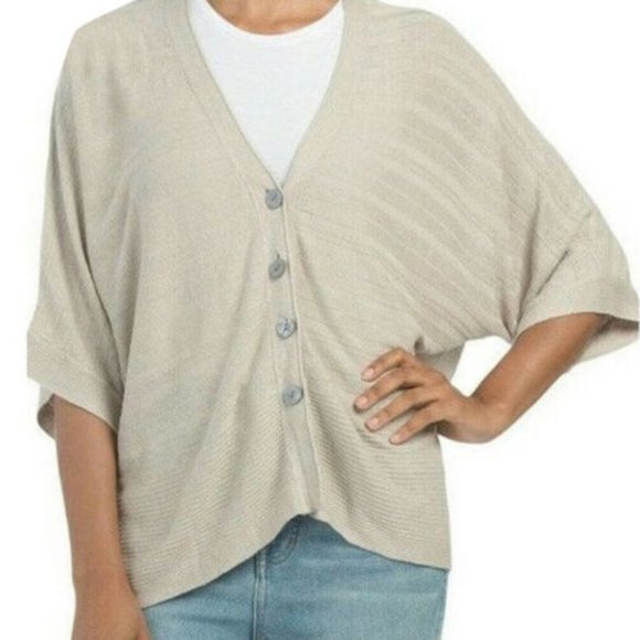 Rachel Zoe Linen Blend Beige Cardigan - Size S - Picture 1 of 7